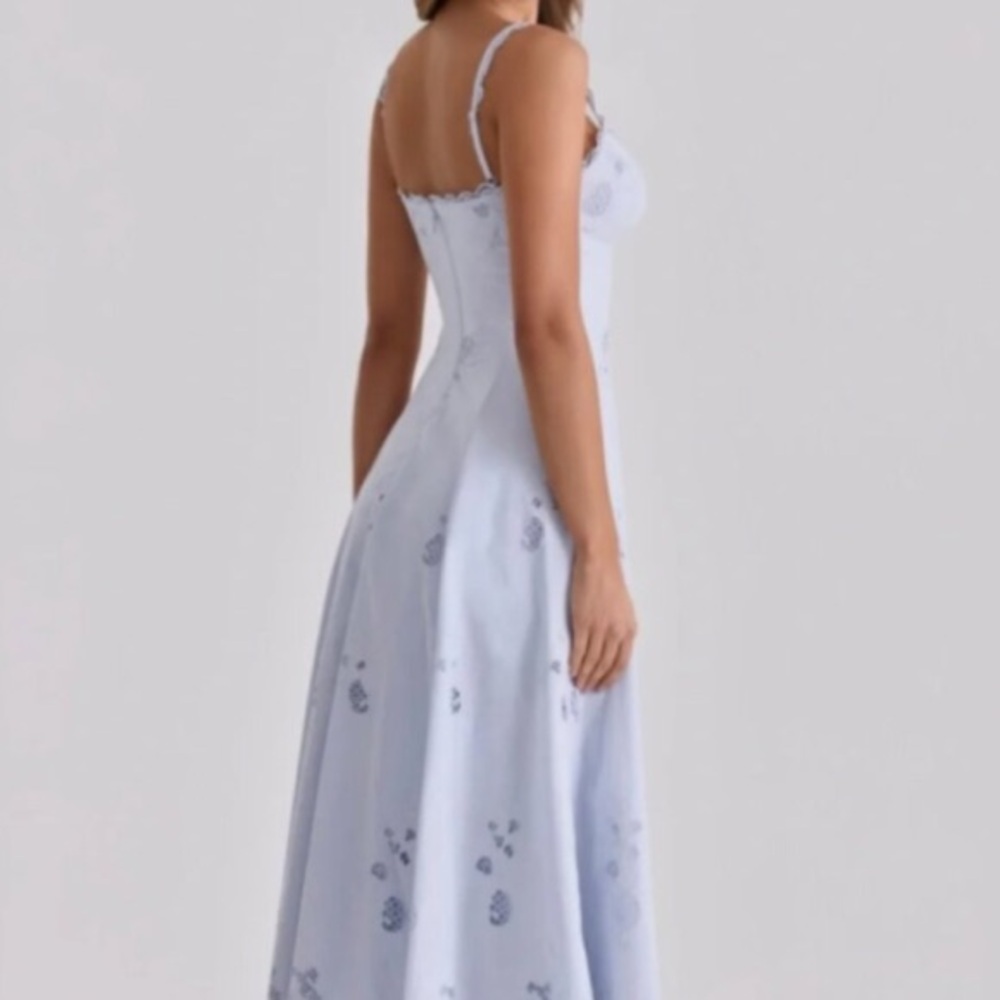 House of CB TATIANA Bluebell Lace + Cotton Broderie Anglais Midi Sundress NWT - Picture 4 of 12
